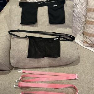 Black and Pink Mesh Belt Bag Set